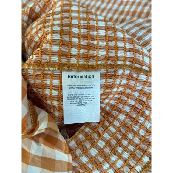 Reformation Gemini Mini Dress – Orange Gingham – Size XL – NWT – Adjustable Stra - Picture 7 of 8